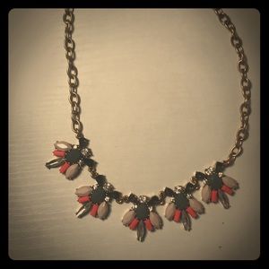 JCREW necklace with grey, pink, crystals and gold